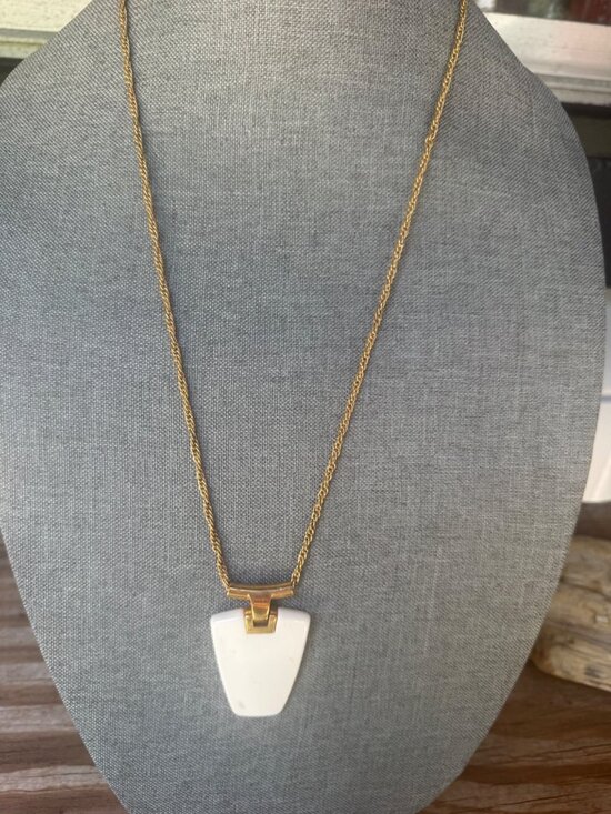 Trifari Jewelry - Crown Trifari Modernist White Lucite Pendant Necklace